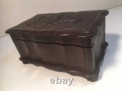 Antique Black Forest Swiss Wood Carved Jewelry 2-song Music Box