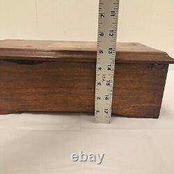 Antique Cylinder Swiss Music Box Hand Crank Solid Wood Handmade Box Works