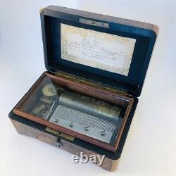 Antique French Music Box, Late 1800s Walnut Wood, Desk Decor, #0024JW