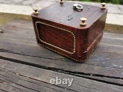 Antique French Wood Reuge Music Box Signed Tahan A. Paris Copper Eagle Medallion