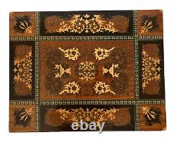 Antique Mahogany & Ebony Wood Italian Music Box Table 14 x 18 Made in Italy