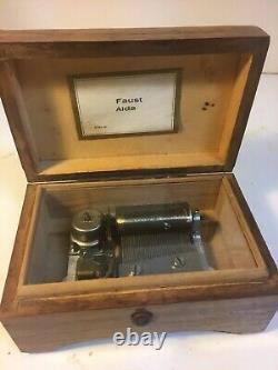Antique Vintage Swiss Exotic Wood Music Box 2-songs
