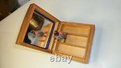 Antique Wood spinning Ballerina Music Box Switzerland 686-88 Mirrored Working