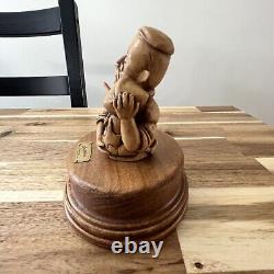 Bartolucci Italy Wooden Spinning Musical Pinocchio Gepetto Hugging Embracing
