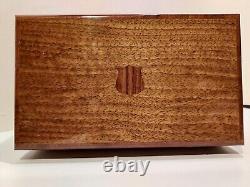 Beautiful Wooden THORENS 3 Song Music Box Shield Inlaid Design Switzerland