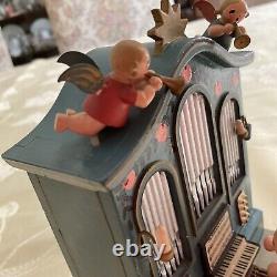 Erzgebirge Wendt Kuhn Thorens Music Box Angel Organ Carved Wood Germany Vtg GDR