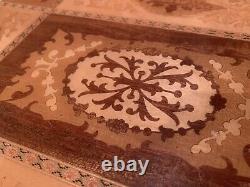 Floral Jewelry Storage Music Box Italian Marquetry Inlaid Wood Accent Table