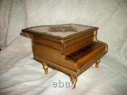 Florentine Gilt Wood Grand Piano Ballerina Jewelry Music Box Japan Italian Style