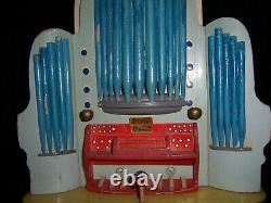Gorgeous German Steinbach Painted Carved Wood Pipe Organ Thorens Disc Music Box