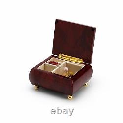 Gorgeous Wood Tone Classic Beveled Top Music Jewelry Box- Musical Jewelry