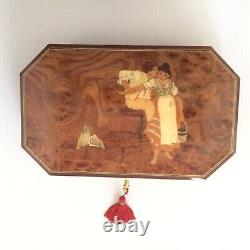 Handcrafted Italian Inlaid Wood Musical Jewelry Box Giglio Fascination Waltz VTG