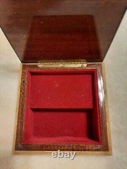 Italian Jewelry Handcrafted Inlaid Wood Music Box Features Clown Plays Edelweiss