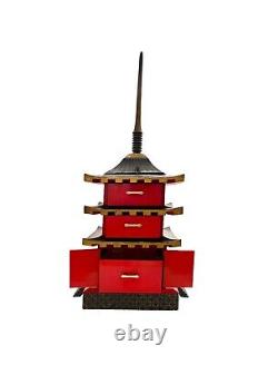 Jewlery Music Box Lacquered Wood Japan Vintage Oriental Decor Gift