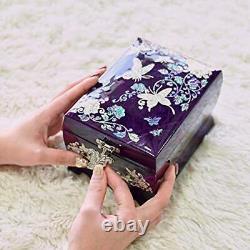 Lacquered Jewelry Music Box Two Level Purple