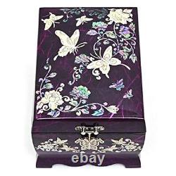 Lacquered Jewelry Music Box Two Level Purple