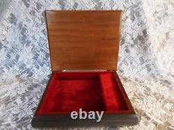 Large Jewelry Reuge Wood Inlay Lacquered Footed Music Box