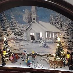 Mr. Christmas Mantel Wood Glass Music Box Animated Musical Illuminated 70 Songs