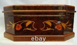 NOS REUGE Marquetry/Inlaid Wood/Wooden Treasure Chest/Jewelry Music BoxMozart