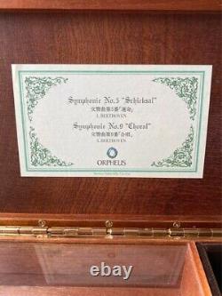 ORPHEUS SANKYO 50 note wood Music Box Symphony No. 5 Destiny No. 9 Chorus