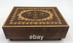 REUGE Inlaid Lacquer Wood Music Jewelry Box Swiss Collectible Handcraft Antique