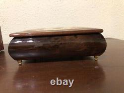 Rare Ercolano Walnut Wood Inlaid Jewelry Music Box Handcrafted In Italy WB