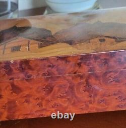 Rare Vintage Reuge Swiss Music Box. Wood Inlay Box. 3 Songs (see Description)