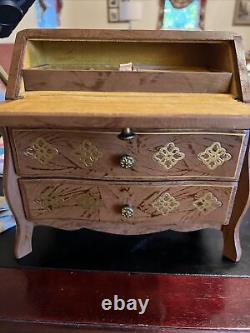 Stunning Vintage Price Florentine Jewelry/Music Box Miniature Desk Secretary