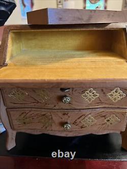Stunning Vintage Price Florentine Jewelry/Music Box Miniature Desk Secretary