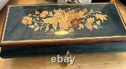 VTG REUGE MUSIC JEWELRY BOX INLAID WOOD WORKING THE ENTERTAINER 10.5x4.5