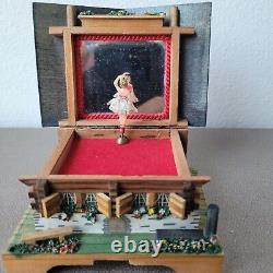Vintage Around The World In 80 Days Wood Chalet Dancing Ballerina Music Box