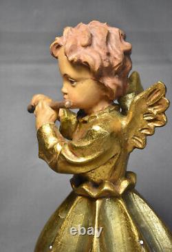 Vintage Carved Wood Gold Angel Rotating Music Box W Germany Silent Night