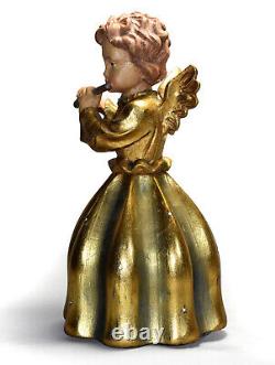 Vintage Carved Wood Gold Angel Rotating Music Box W Germany Silent Night