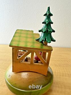 Vintage Goldscheider German Christmas Music Box Wood Nativity Germany Thorens