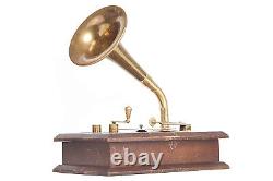 Vintage Gramophone Wood Brass Music Box