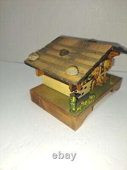 Vintage Handpainted Wood Reuge Swiss Chalet Music Box