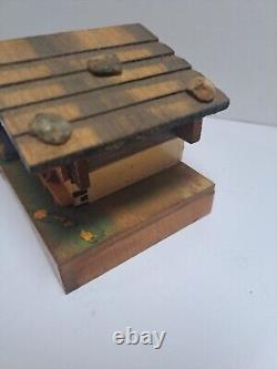 Vintage Handpainted Wood Reuge Swiss Chalet Music Box