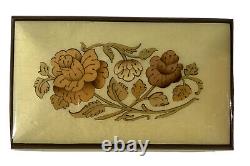 Vintage Italian Wood Floral Inlay Romance Musical Jewelry Box New In Box