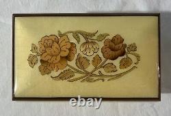 Vintage Italian Wood Floral Inlay Romance Musical Jewelry Box New In Box
