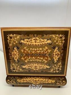 Vintage REUGE Inlaid Lacquer Wood Music Jewelry Box