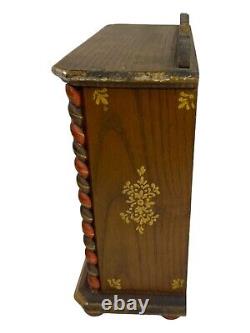 Vintage Reuge Swiss Musical Movement Wood Music Jewelry Box Three Drawers READ