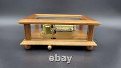 Vintage Reuge Wood & Beveled Glass Case Music Box, The Rose