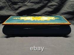 Vintage Reuge Wood Inlay Swiss Music Box + Key Plays Send In The Clowns Italy