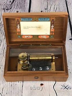 Vintage Reuge wood cased music box 2 songs Lara's Theme Edelweiss