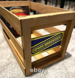 Vintage SOUND WAREHOUSE Wood Record Holder Storage Crate Excellent