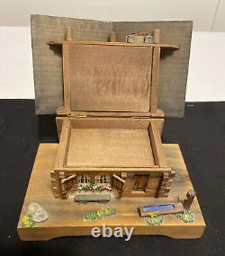 Vintage SWISS Cottage House Handmade Wood Music Box'Schlittschuhlaufer' Walzer