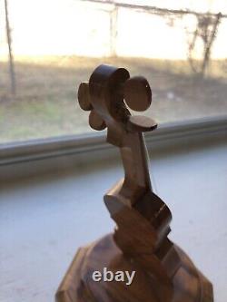 Vintage Solid Olive Wood Gueissaz-Jaccard VIOLIN Music Box Made In Switzerland