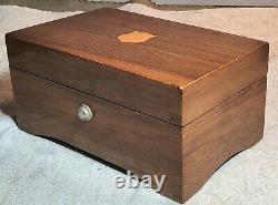 Vintage Thorens #26 1/2 Made In Switzerland 3 Song Music Box In Wood Display Box
