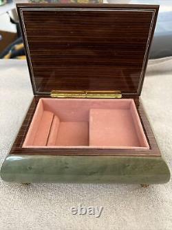 Vintage Wood withFloral Inlay Romance Musical Jewelry Box Made in Italy