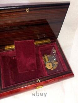 Vtg Sorrento Italy Wood Doves & Heart Inlay Reuge Swiss Music Box
